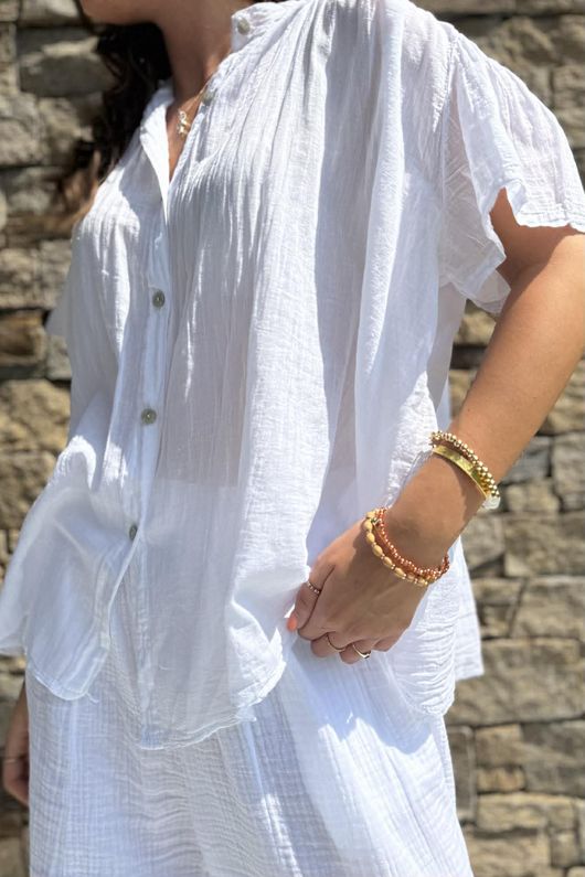 Asher Cap Sleeve Blouse White